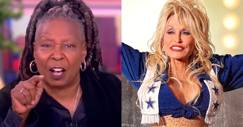 Whoopi Goldber (left) defends Dolly Parton (right) against ageist trolls.