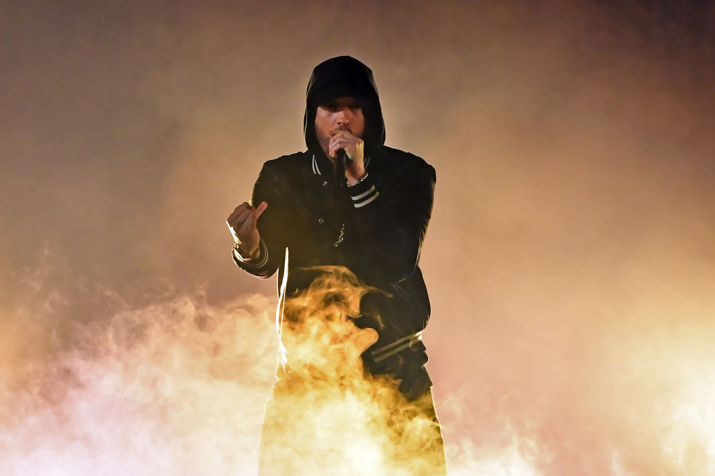 Eminem performing at the iHeartRadio festival in 2018.