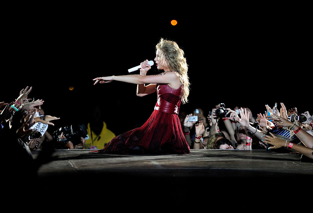 Taylor Swift performing as part of her Speak Now tour. 
