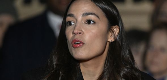 AOC during a rally.