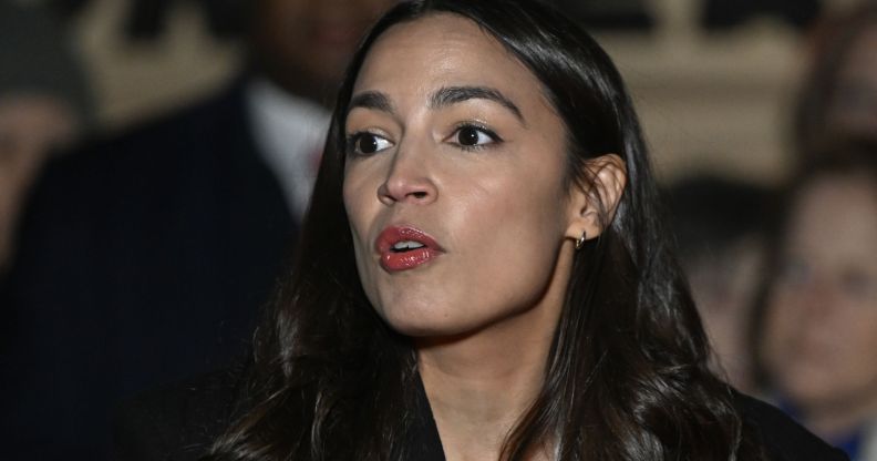 AOC during a rally.