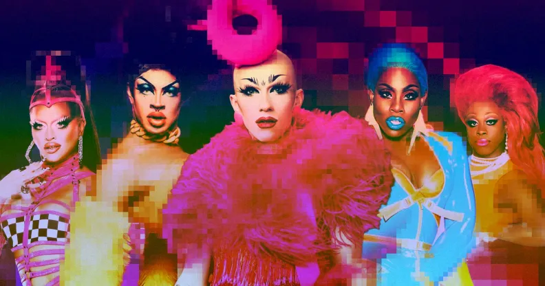 Drag Race stars Sasha Colby, Yvie Oddly, Sasha Velour, Monet X Change and Bob The Drag Queen.