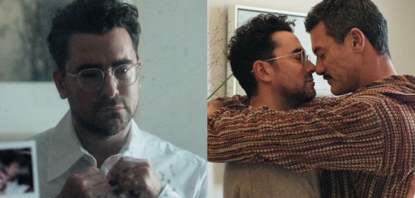 Dan Levy (left) and Luke Evans (right) play partners in Netflix film Good Grief