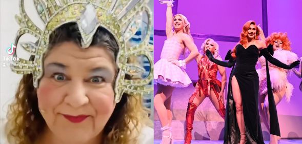 Composite image of Cheryl Fergison (Heather Trott from EastEnders) and the cast of RuPaul's Drag Race Live