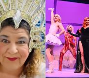 Composite image of Cheryl Fergison (Heather Trott from EastEnders) and the cast of RuPaul's Drag Race Live