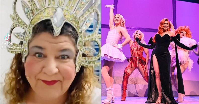 Composite image of Cheryl Fergison (Heather Trott from EastEnders) and the cast of RuPaul's Drag Race Live