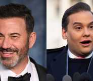 Jimmy Kimmel (L) and George Santos (R)