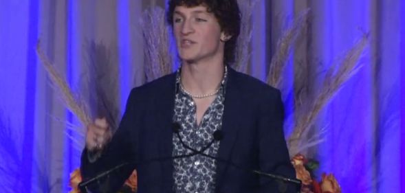 Zander Moricz during the 2022 Spirit of Matthew Award.