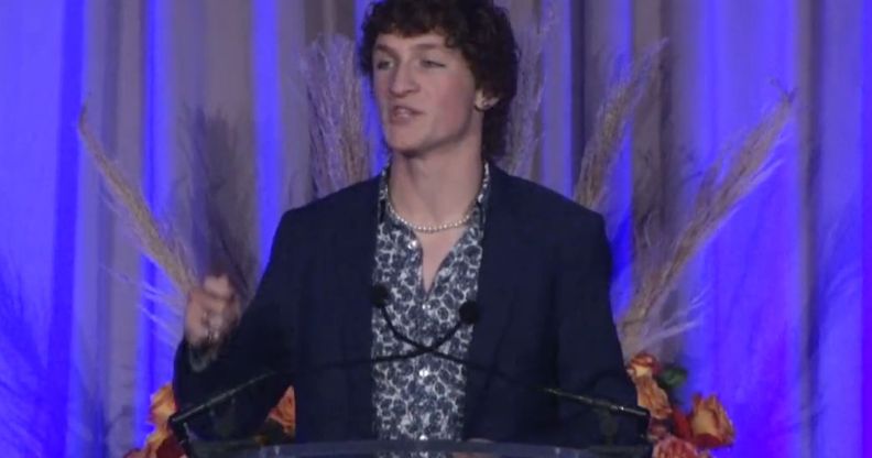 Zander Moricz during the 2022 Spirit of Matthew Award.