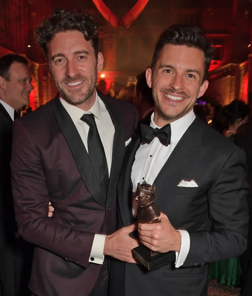 Jonathan Bailey (right) with James Ellis at The Olivier Awards 2019
