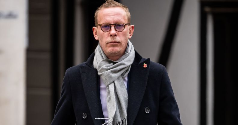 Laurence Fox arrives at the Royal Courts of Justice on 24 November 2023. Fox is being sued by former Stonewall trustee Simon Blake and drag artist Crystal, also known as Colin Seymour, after an online row in October 2020 in which Fox called the claimants 'paedophiles'. He is counter-suing the pair over tweets calling him a racist