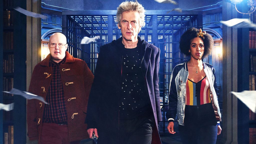  Matt Lucas as Nardole (L), Peter Capaldi as the 12th Doctor, Pearl Mackie as Bill Potts (R)