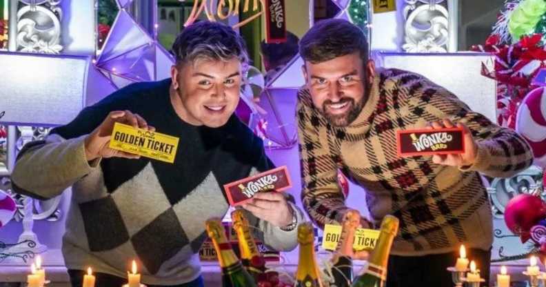 Married couple Michael and Paul Fenning have put on a festive Wonka display at their Doncaster home.