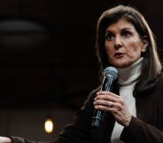 Republican presidential candidate Nikki Haley speaks to supporters
