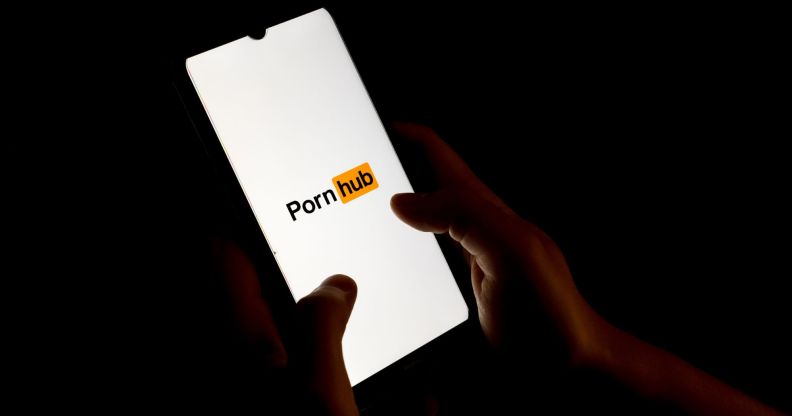 Stock image of the PornHub app on a phone