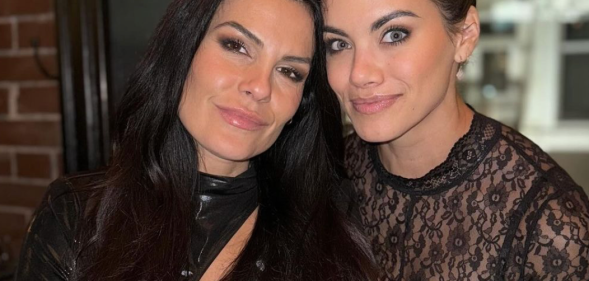 News anchor Taylor Bruck (L) with her girlfriend Lauren Lanzaretta.