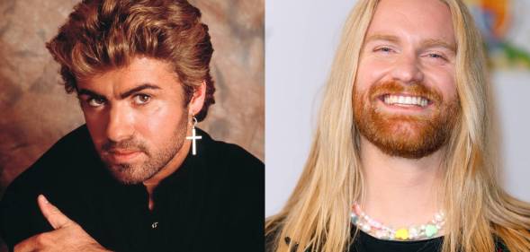 George Michael of Wham! and Sam Ryder pictured in a side-by-side image.