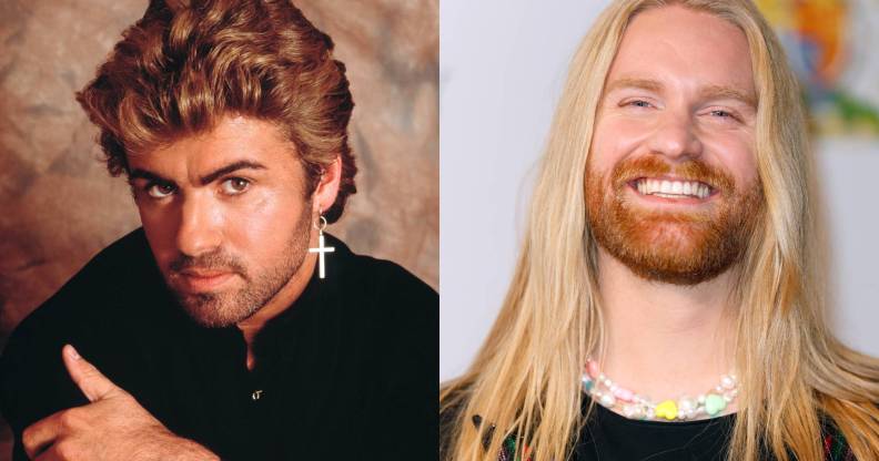 George Michael of Wham! and Sam Ryder pictured in a side-by-side image.