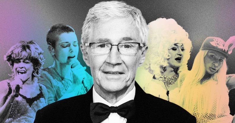 A graphic composed of images of LGBTQ+ celebs and allies who died this year. The pictures include Paul O'Grady, Tina Turner, Sinéad O'Connor and Sophie Anderson.