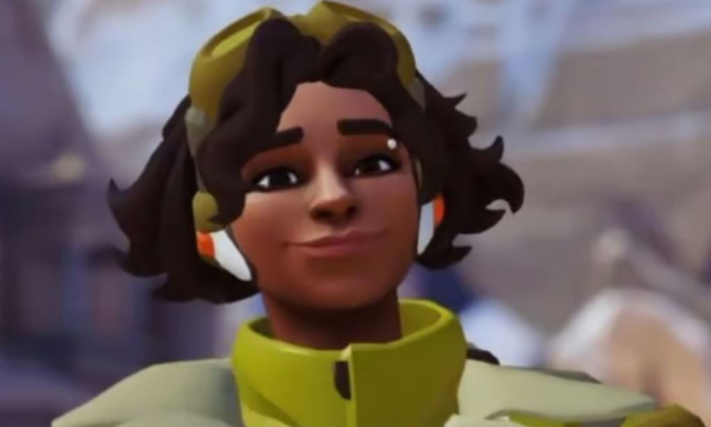A screenshot from the Overwatch 2 video game of LGBTQ+ character Venture on the screen