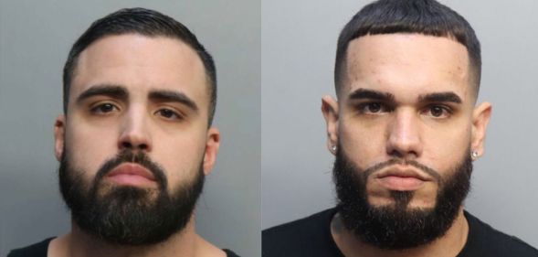 Side by side images of two men who have been charged in relation to a beating of LGBTQ+ women, including a lesbian and a trans woman, in Miami, Florida that was caught on camera