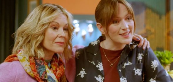 Jenny Ryan as Judi and Kathryn MacKay as Cairistiona on An Clò Mòr.