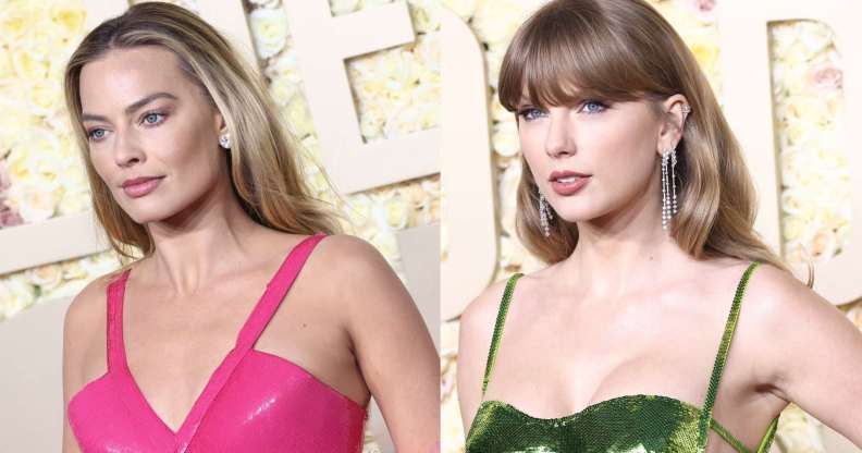 Margot Robbie and Taylor Swift at the 2024 Golden Globes