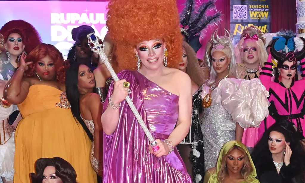 Ginger Johnson alongside Drag Race alumni during DragCon UK 2024.