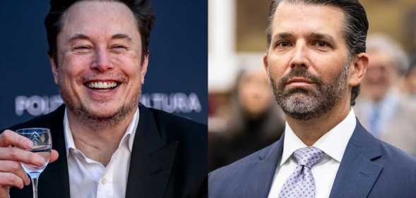 Split image of Elon Musk and Donald Trump Jr.