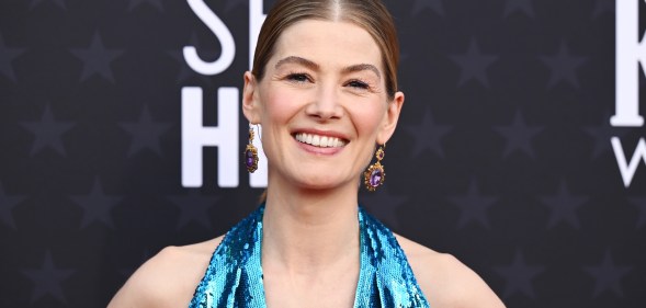 Four times Saltburn star Rosamund Pike proved she is a lesbian icon.
