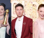 Lily Gladstone (left), Barry Keoghan (centre) and Hunter Schafer (right) at the Golden Globes 2024