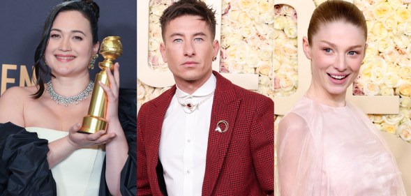 Lily Gladstone (left), Barry Keoghan (centre) and Hunter Schafer (right) at the Golden Globes 2024