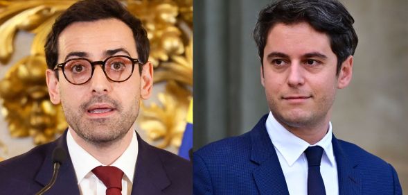 France's new gay prime minister Gabriel Attal (right) and former partner and new foreign minister Stéphane Séjourné