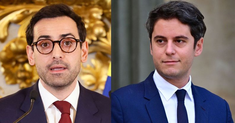 France's new gay prime minister Gabriel Attal (right) and former partner and new foreign minister Stéphane Séjourné
