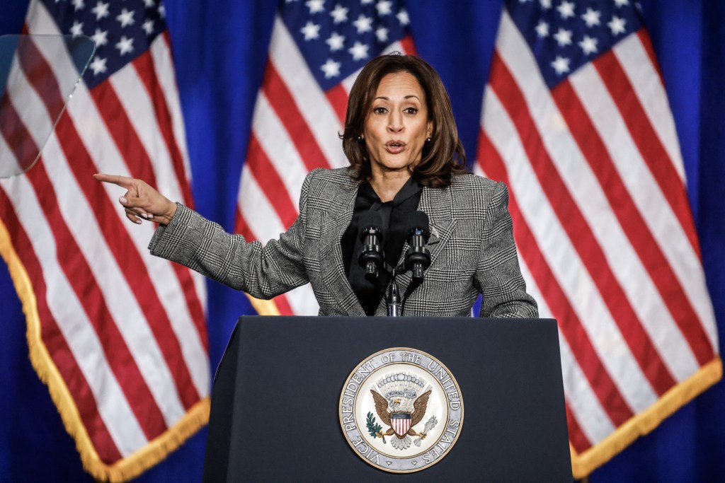 US Vice President Kamala Harris speaks at her Fight for Reproductive Freedoms Tour. (Getty Images)