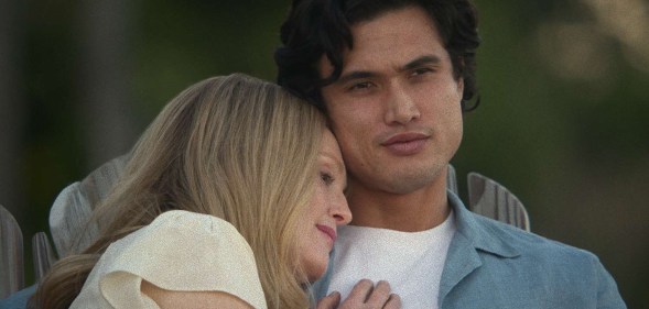 Julianne Moore and Charles Melton in May December.