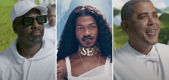 Kanye West and Barack Obama in Lil Nas X's new music video for J Christ.