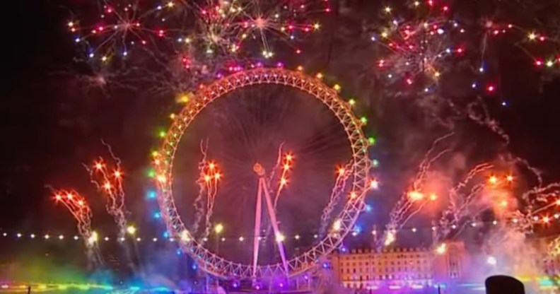 London celebrates 10 years since same-sex marriage quality during New Year's Eve firework display.