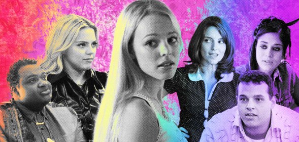 An image featuring Jaquel Spivey, Renee Rapp, Rachel McAdams, Tina Fey, Lizzy Caplan, and Daniel Franzese.