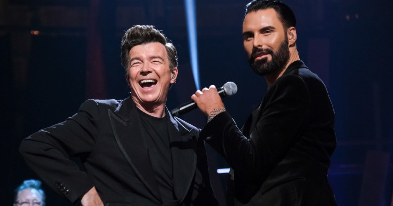Rick Astley (L) and Rylan Clark (R) took to the New Year's Eve stage