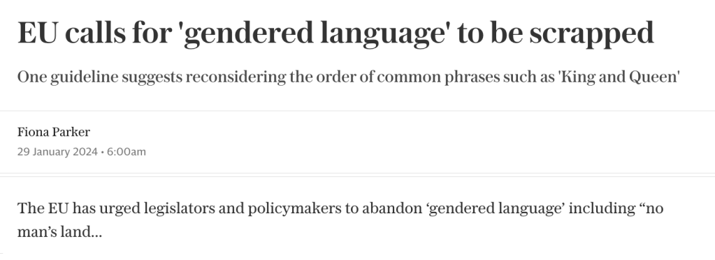 Screenshot of the Telegraph article critical of the 2019 gender guidelines, published at 6am on 29 January 2024 (Telegraph)