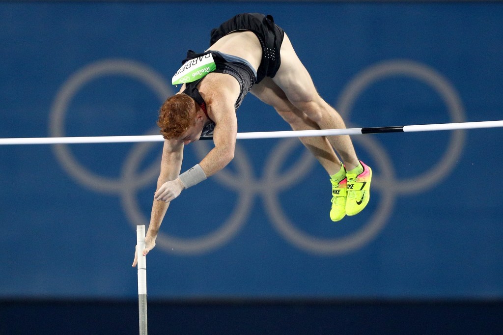 Shawn Barber of Canada competes in the Men's Pole Vault final on Day 10 of the Rio 2016 Olympic Games