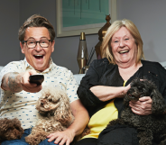 Stephen Lustig Webb and Pat Webb in a promo photo for Gogglebox.