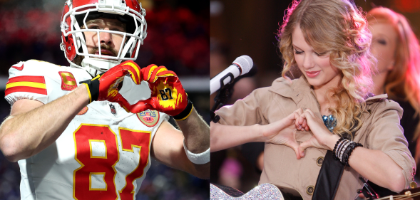 Swifties everywhere will know that the gesture is Taylor Swift’s go-to. (Getty/ Rahav Segev/ Al Bello)