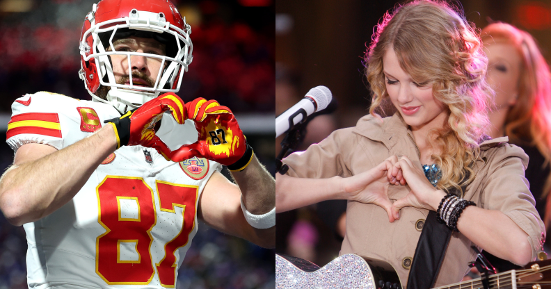 Swifties everywhere will know that the gesture is Taylor Swift’s go-to. (Getty/ Rahav Segev/ Al Bello)