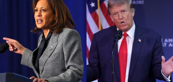 Kamala Harris accused Trump of 'bragging' during a stop in Wisconsin on 22 January during the Fight for Reproductive Freedoms tour. ( Scott Olson/Alex Wong/Getty Images)