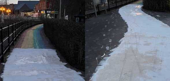 A rainbow-coloured pathway in Tauton has been vandalised with white paint.