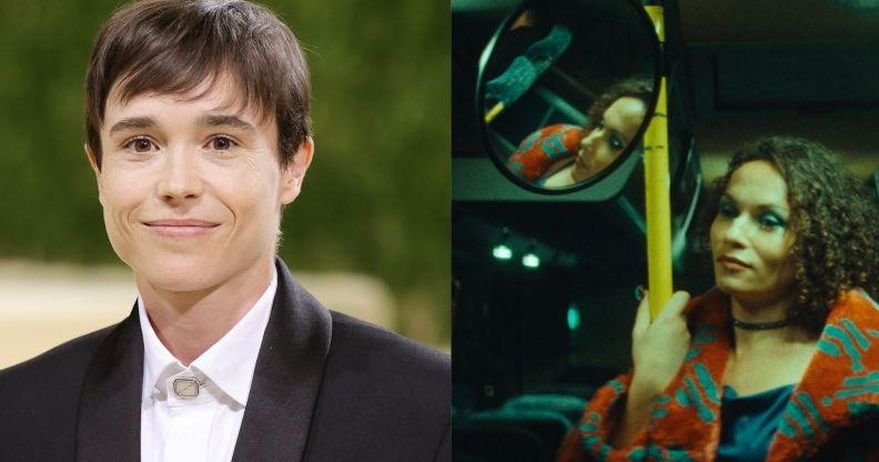 Elliot Page (right) and a still of Gaya De Medeiros in Ary Zara's film, An Avocado Pit.