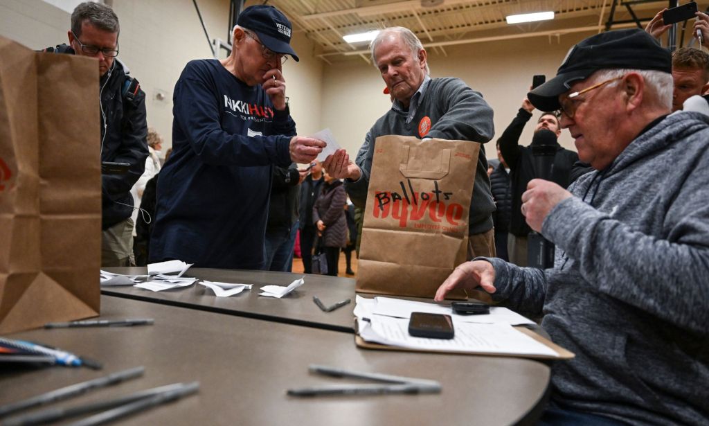 Iowa Republicans cast their vote for their party's presidential nominee at the Iowa caucuses. The top candidates in the race were Donald Trump, Nikki Haley and Ron DeSantis
