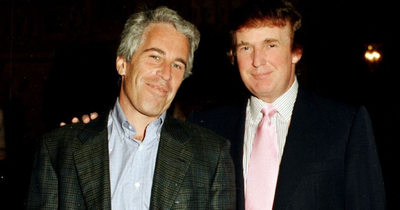 A picture of Jeffrey Epstein and Donald Trump standing side by side